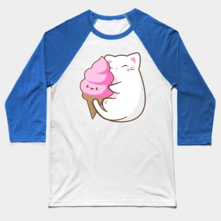 Ice cream lover chubby cat Baseball T-Shirt